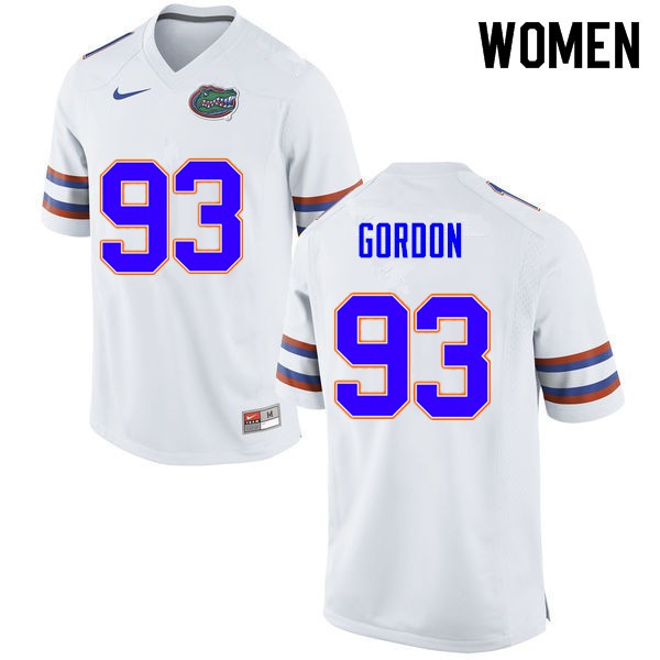 Women #93 Moses Gordon Florida Gators College Football Jerseys White